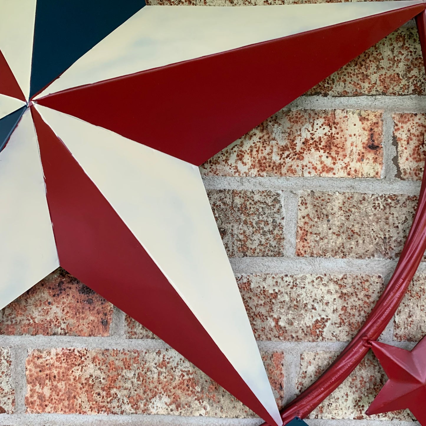 #EH10489 GOD BLESS AMERICA USA FLAG BARN STAR METAL RED WHITE BLUE WESTER HOME DECOR HANDMADE NEW