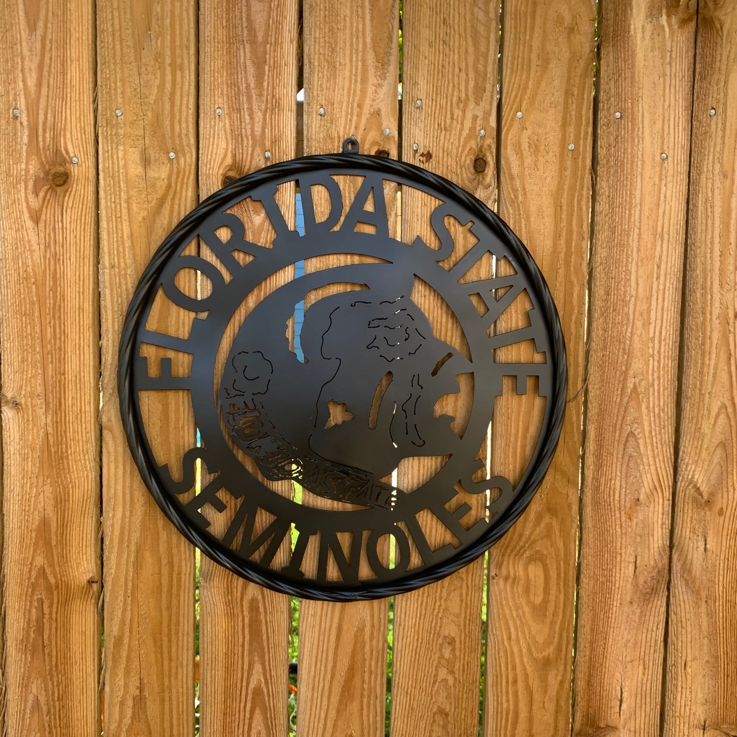 12",18", 24", 32" FSU FLORIDA STATE SEMINOLES INDIAN BLACK METAL CUSTOM VINTAGE CRAFT TEAM SIGN