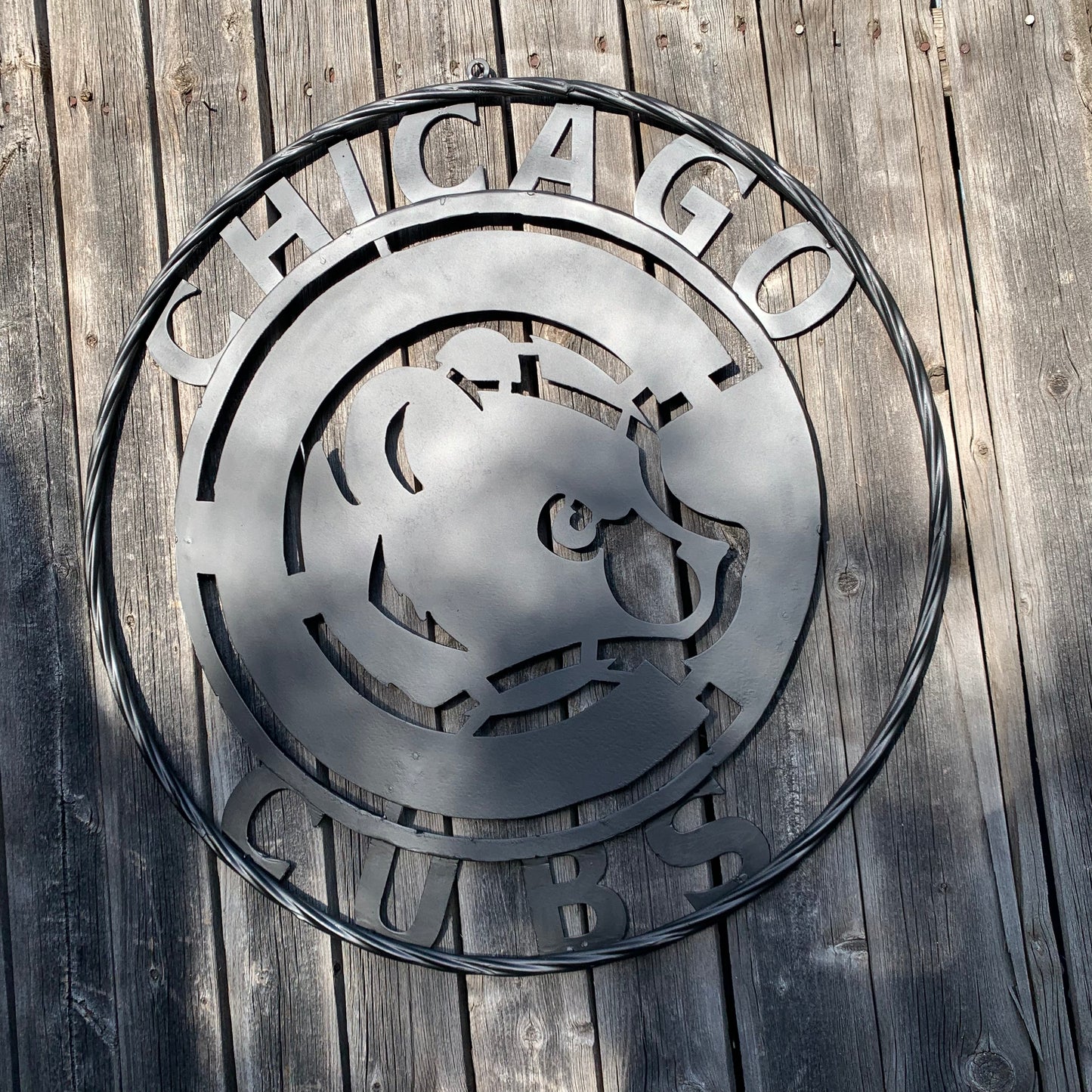 12", 18", 24", 32" CHICAGO CUBS CUSTOM BLACK & RAW METAL VINTAGE CRAFT TEAM SPORTS SIGN HANDMADE