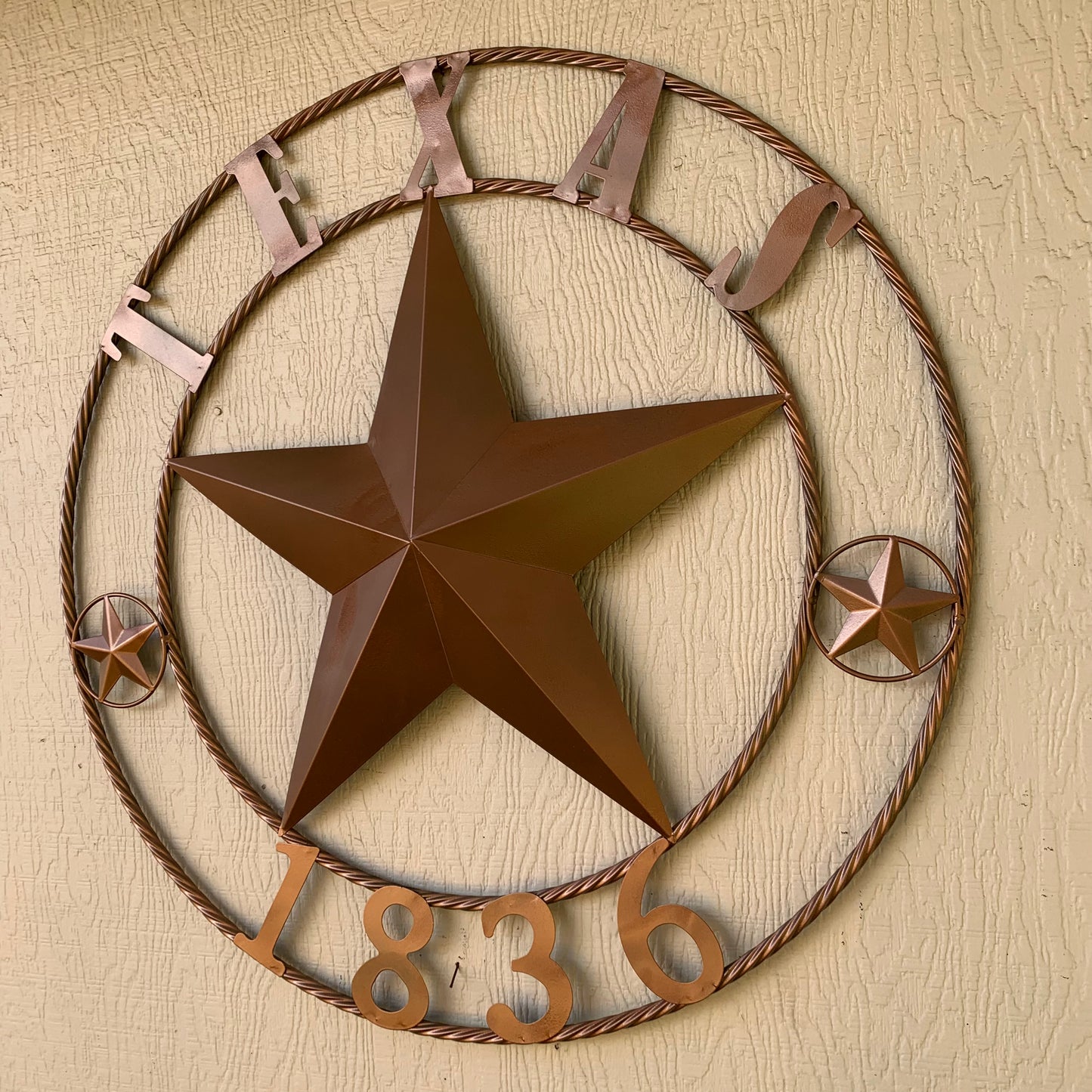 24", 32",36",40" TEXAS 1836 HAMMERED COPPER  BARN STAR METAL WALL WESTERN HOME DECOR HANDMADE NEW