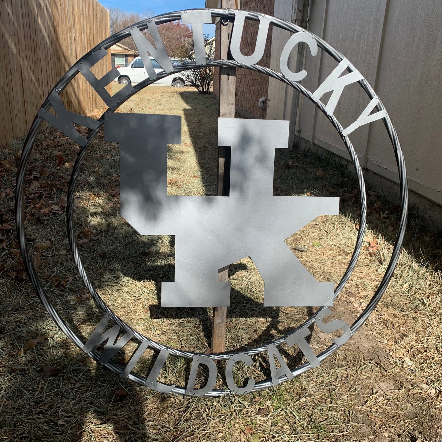 12", 18", 24", 32" KENTUCKY WILDCATS CUSTOM SILVER GREY METAL VINTAGE CRAFT SIGN HANDMADE