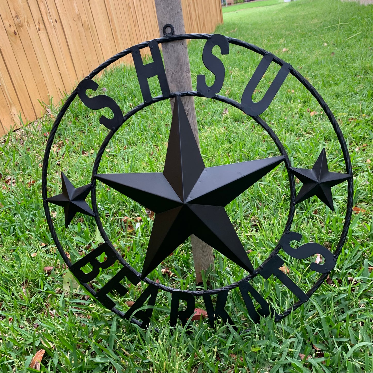 24",32" SHSU SAM HOUSTON BEARKATS RUSTIC BLACK METAL CUSTOM VINTAGE CRAFT RUSTIC BLACK TEAM STAR HANDMADE