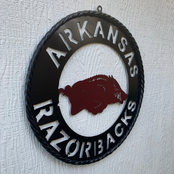 12", 18", 24", 32" ARKANSAS RAZORBACKS CUSTOM METAL VINTAGE CRAFT WIDE BAND RING TEAM SIGN HANDMADE