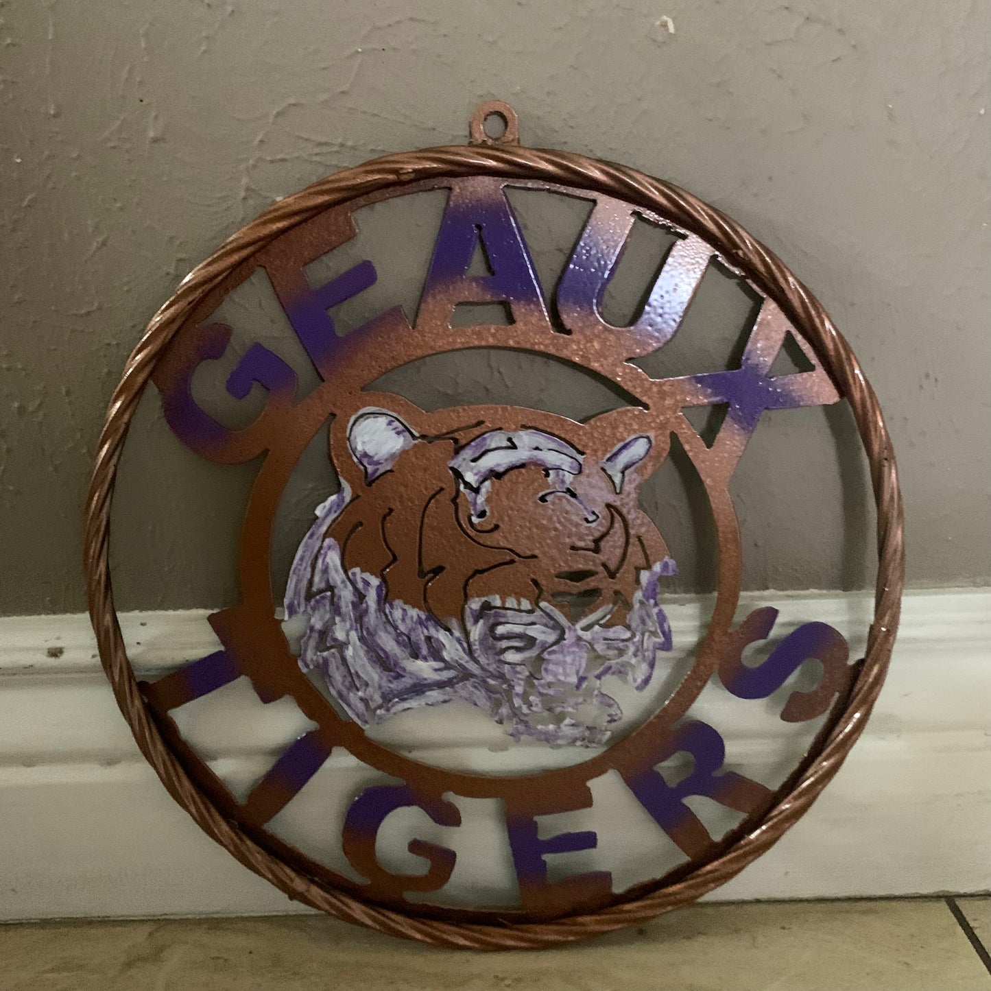 12",18",24",32" GEAUX TIGERS CUSTOM VINTAGE METAL CRAFT TEAM WALL ART HANDMADE