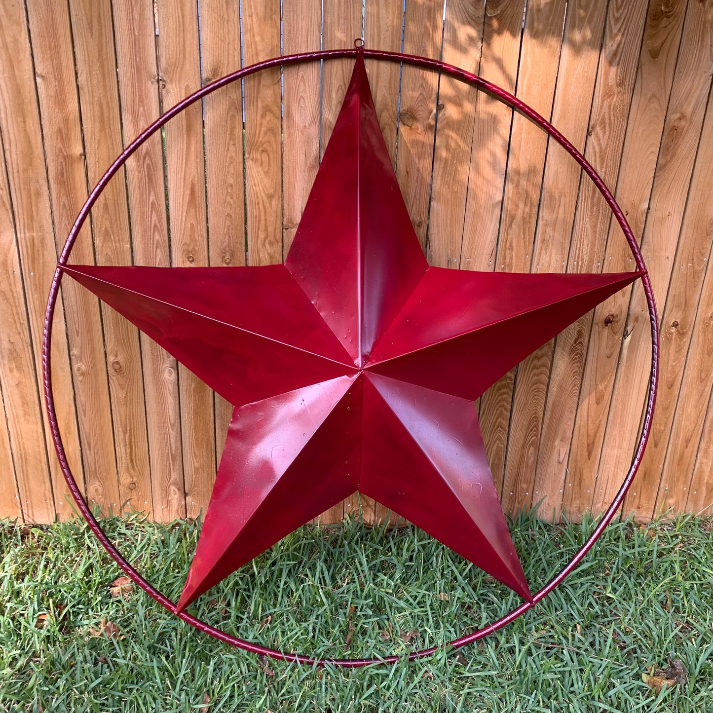 24",32",36" CRANBERRY RED STAR BARN METAL LONESTAR TWISTED ROPE RING WALL ART WESTERN HOME DECOR BRAND NEW