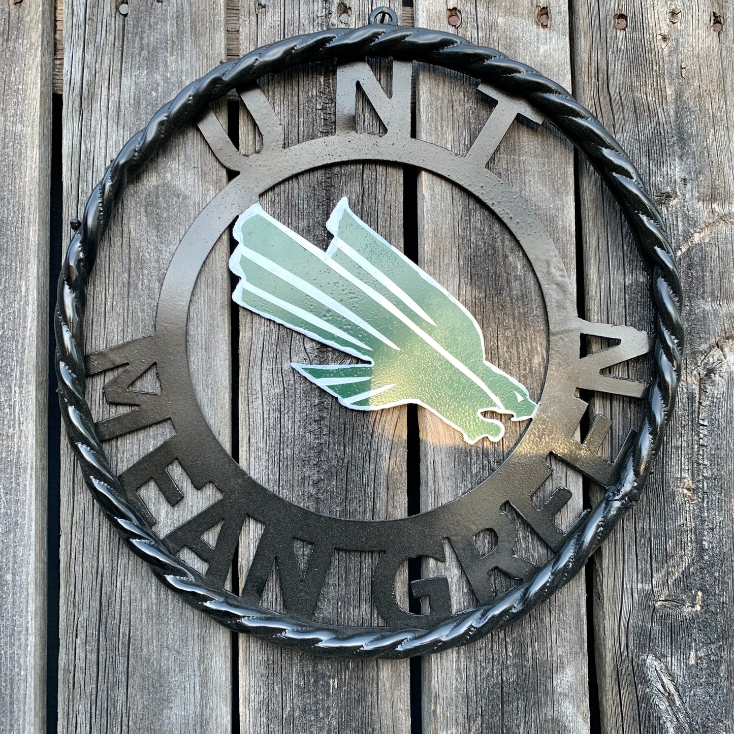 12",18",24" UNT MEAN GREEN CUSTOM METAL VINTAGE CRAFT TEAM SIGN WESTERN HOME DECOR HANDMADE