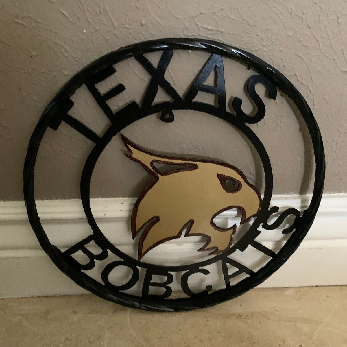 12" TEXAS BOBCATS CUSTOM METAL VINTAGE CRAFT SIGN TEAM WESTERN HOME DECOR HANDMADE