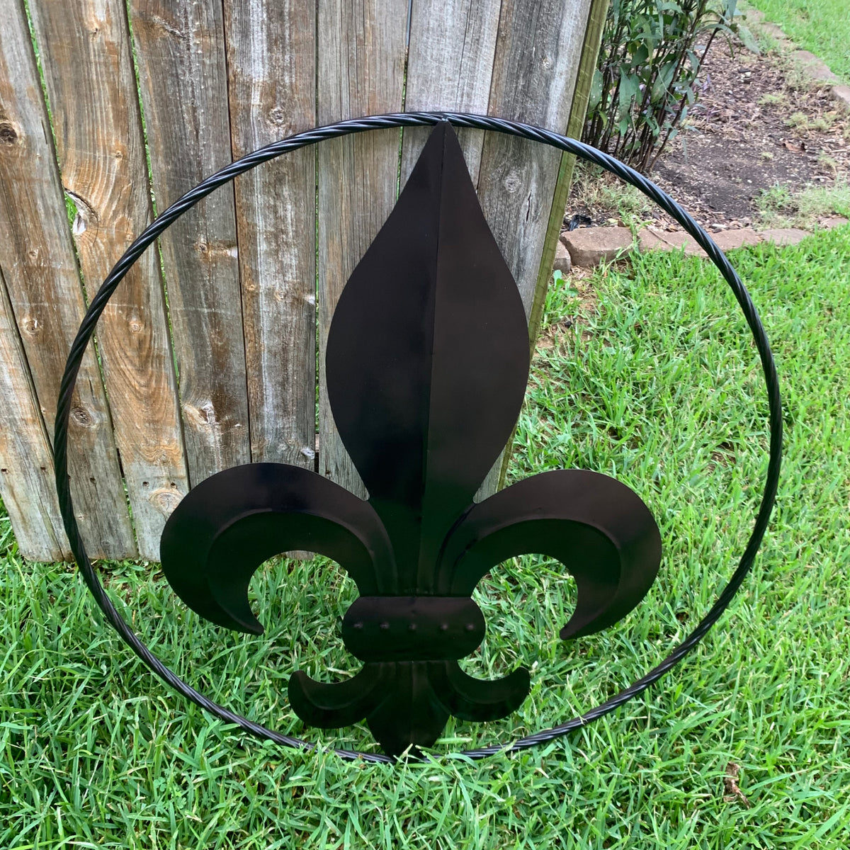 24", 36" GLOSS BLACK FLEUR DE LIS METAL WALL ART SIGN WESTERN HOME DECOR HANDMADE NEW #EH10645