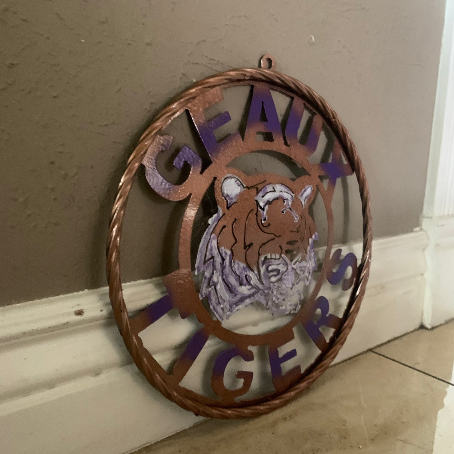 12",18",24",32" GEAUX TIGERS CUSTOM VINTAGE METAL CRAFT TEAM WALL ART HANDMADE