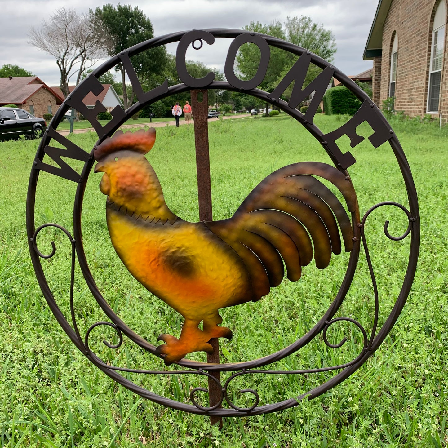 ROOSTER WELCOME 24" METAL SCROLL STYLE WESTERN HOME DECOR HANDMADE NEW-#EH10143