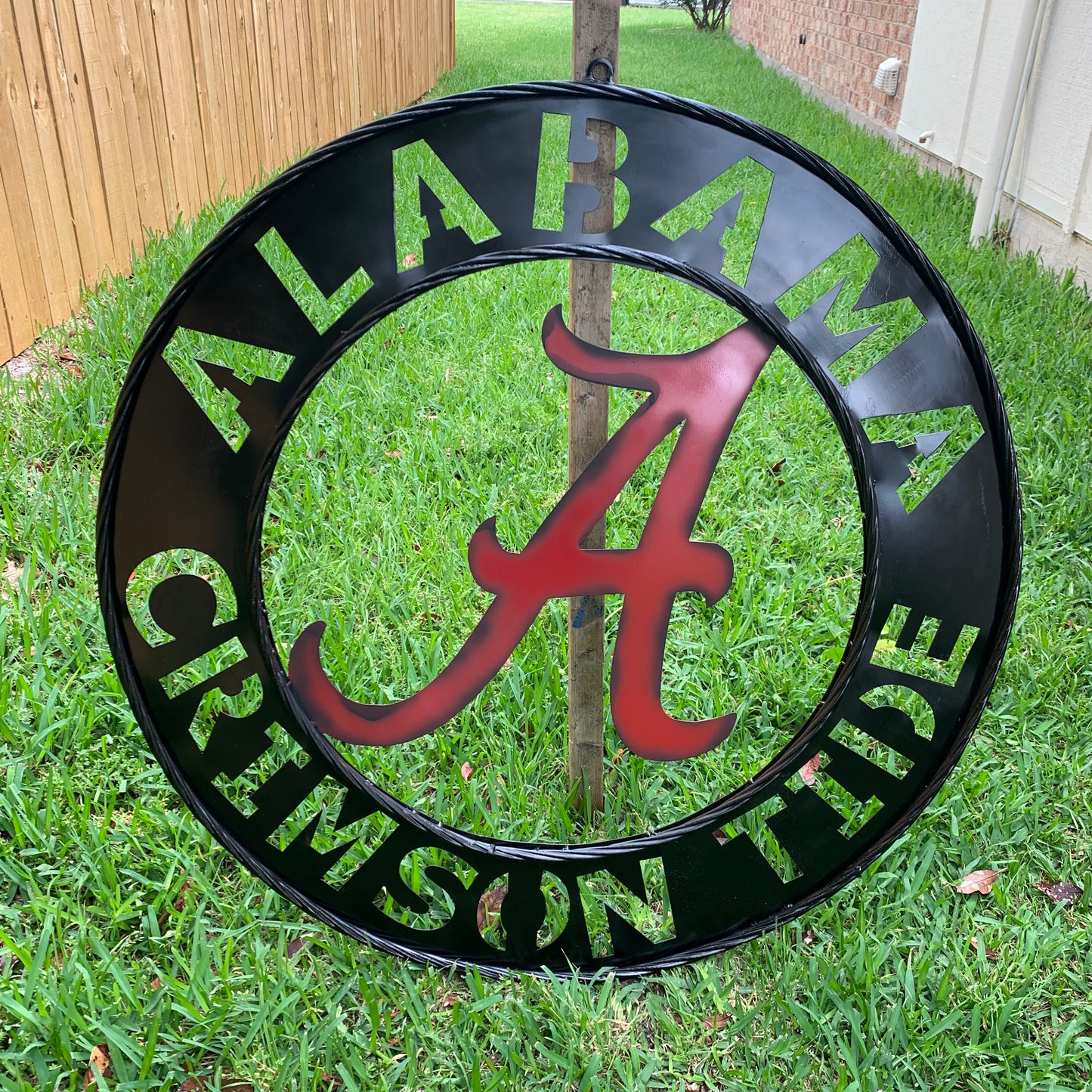 ALABAMA CRIMSON TIDE WIDE BAND RING CUSTOM METAL VINTAGE SIGN TEAM SPORTS HANDMADE