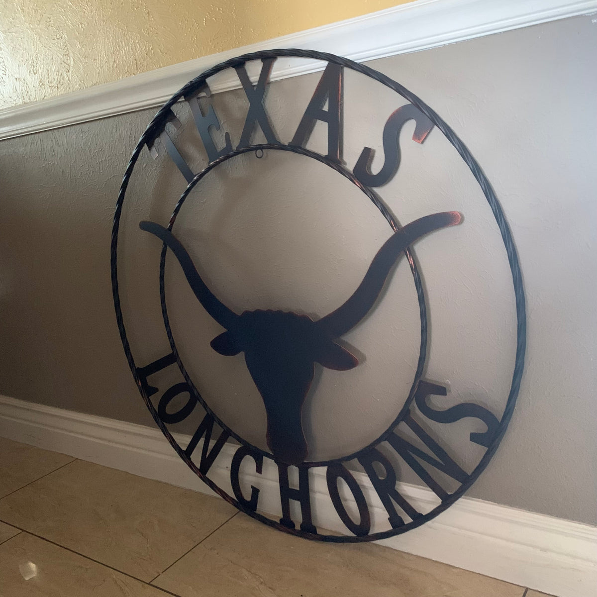 TEXAS LONGHORNS CUSTOM METAL VINTAGE CRAFT SIGN TEAM ART WESTERN HOME DECOR RUSTIC BRONZE HANDMADE #EH12565