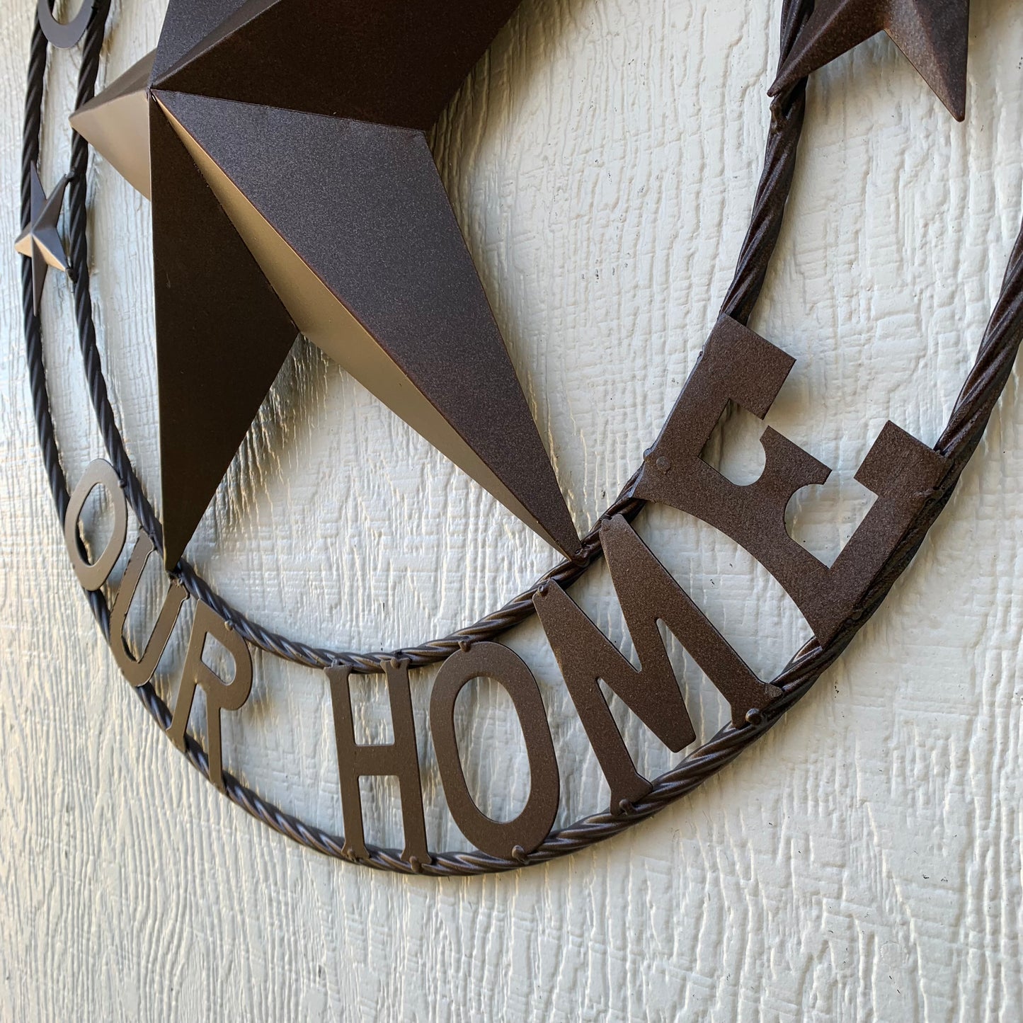 GOD BLESS OUR HOME BARN METAL STAR TWISTED ROPE RING WESTERN HOME DECOR RUSTIC BRONZE HANDMADE NEW #EH11021