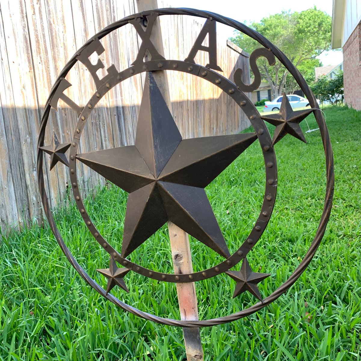 24" TEXAS BEADED COLIBROX BARN STAR METAL LONE STAR WESTERN HOME DECOR HANDMADE RUSTIC BRONZE COPPER NEW