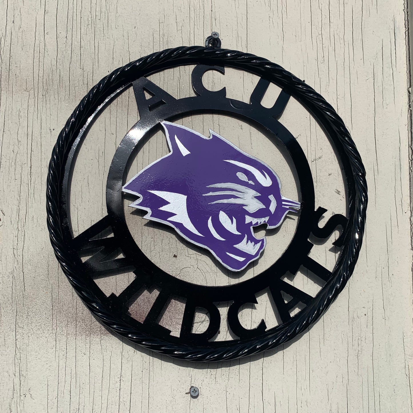 ACU WILDCATS ABILENE CHRISTIAN UNIVERSITY CUSTOM METAL VINTAGE CRAFT TEAM SIGN SCULPTURE HANDMADE