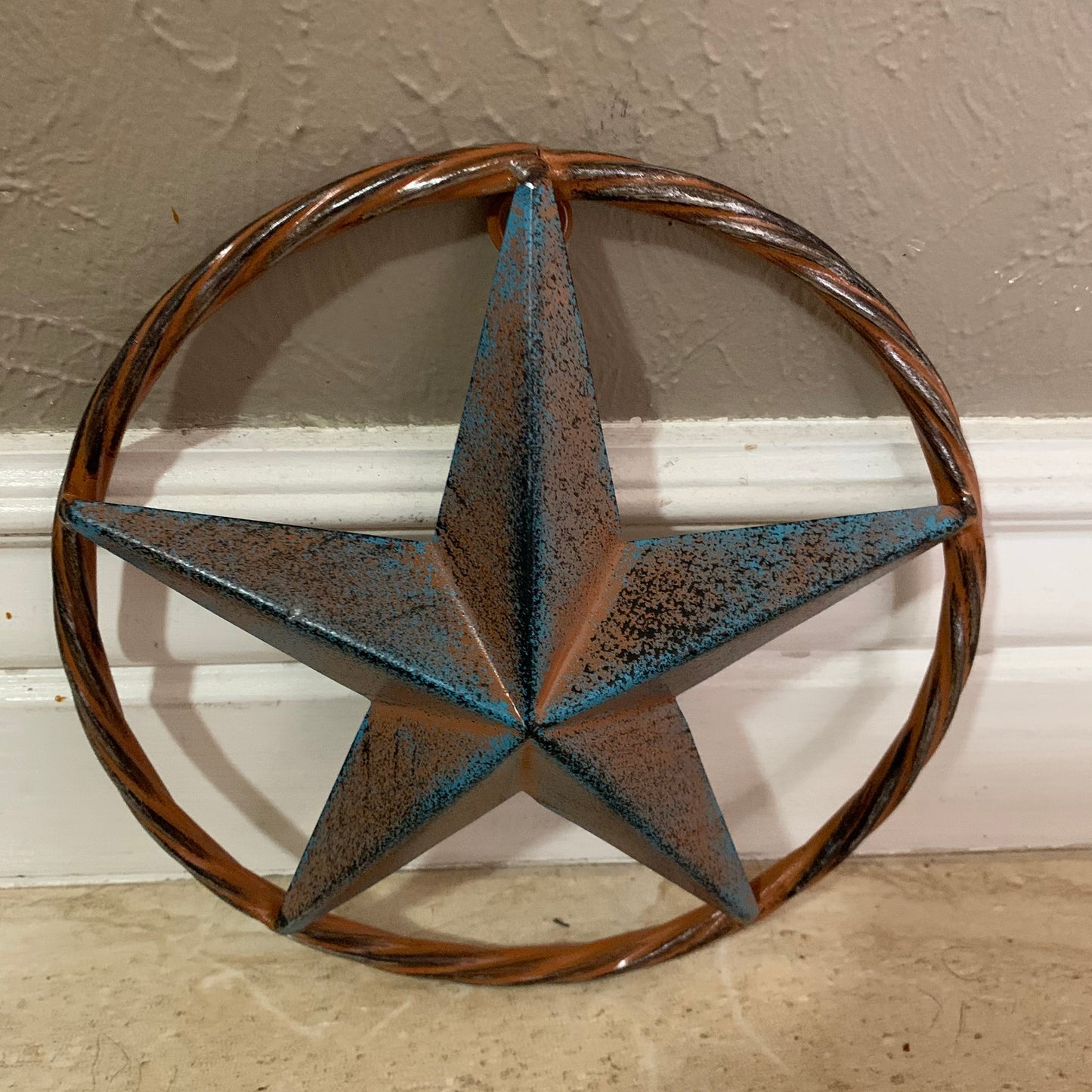 TURQUOISE DISTRESSED BARN METAL STAR WESTERN HOME DECOR ART HANDMADE #EH13601