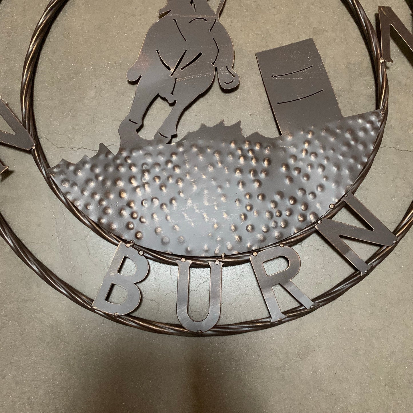 24" TURN N BURN COWBOY SIGN METAL WALL ART WESTERN HOME DECOR HANDMADE NEW #EH12973