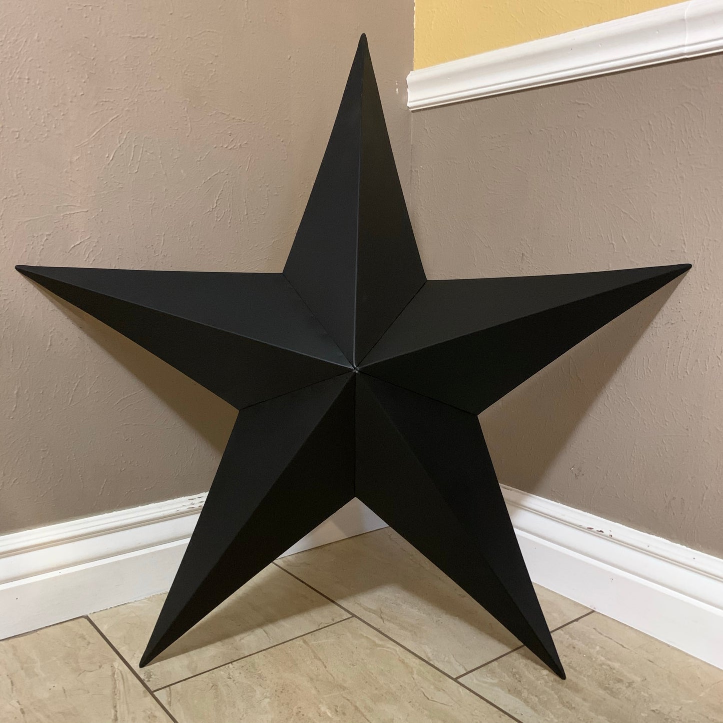 #EH10479 12", 16", 24", 30", 36" RUSTIC BLACK BARN STAR NO RING DAVID STAR 5 POINT WESTERN HOME DECOR HAND PAINTED