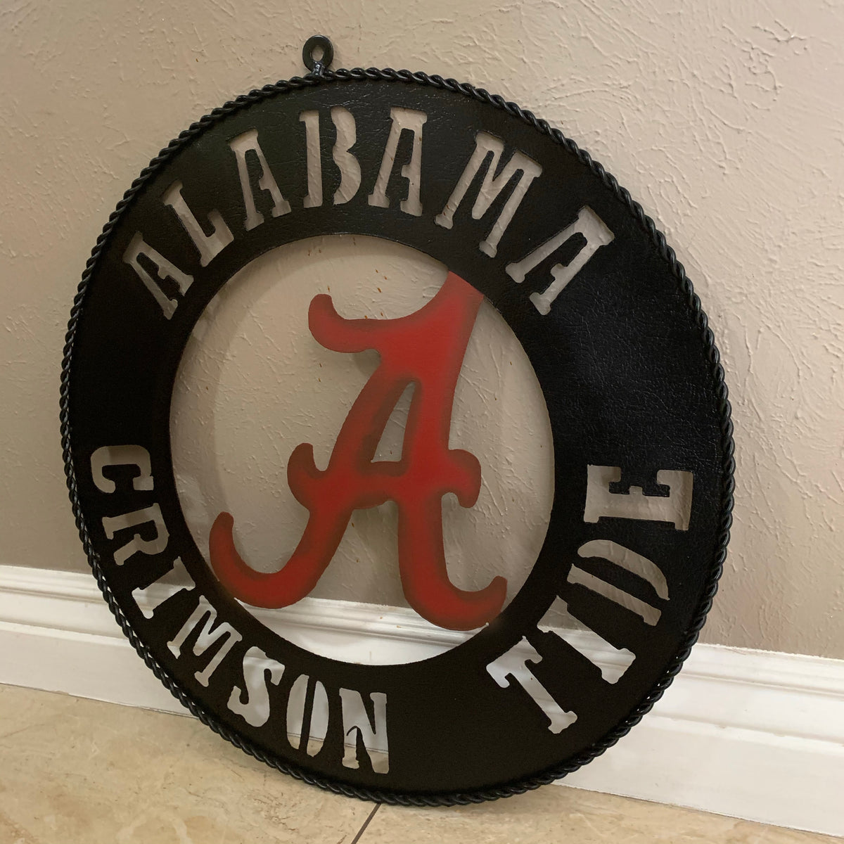 ALABAMA CRIMSON TIDE WIDE BAND RING CUSTOM METAL VINTAGE SIGN TEAM HANDMADE