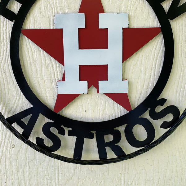 12",18",24",32",36" HOUSTON ASTROS ORANGE WHITE & BLACK CUSTOM METAL VINTAGE CRAFT WALL ART