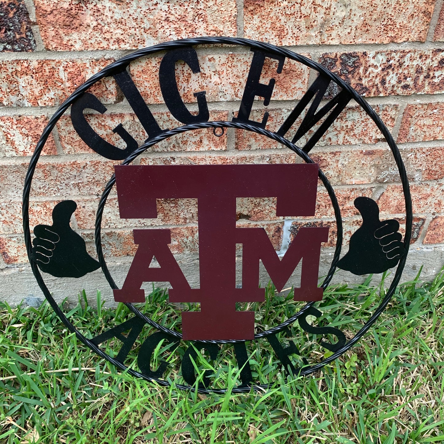 GIGEM AGGIES TEXAS A&M CUSTOM METAL VINTAGE CRAFT TEAM SIGN WESTERN HOME DECOR HANDMADE