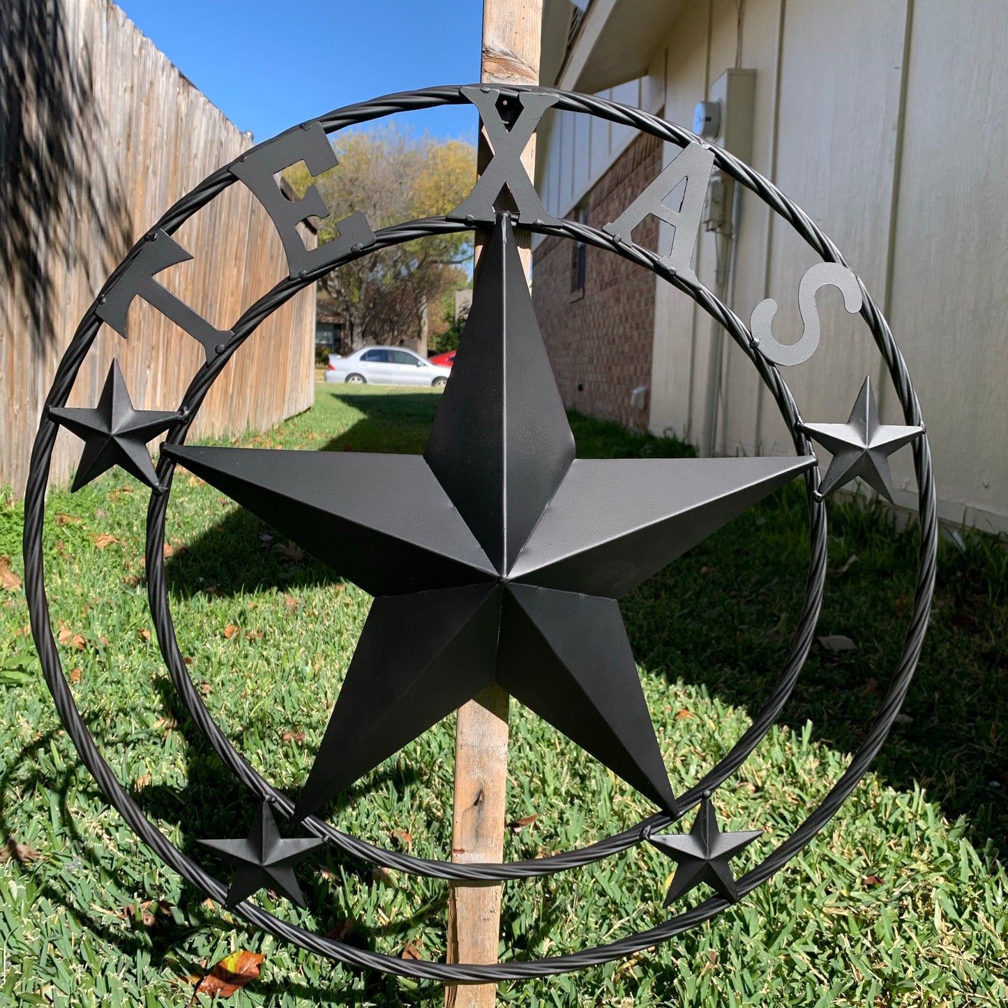 24" TEXAS BLACK STAR BARN STAR METAL ART WESTERN HOME DECOR VINTAGE RUSTIC BLACK