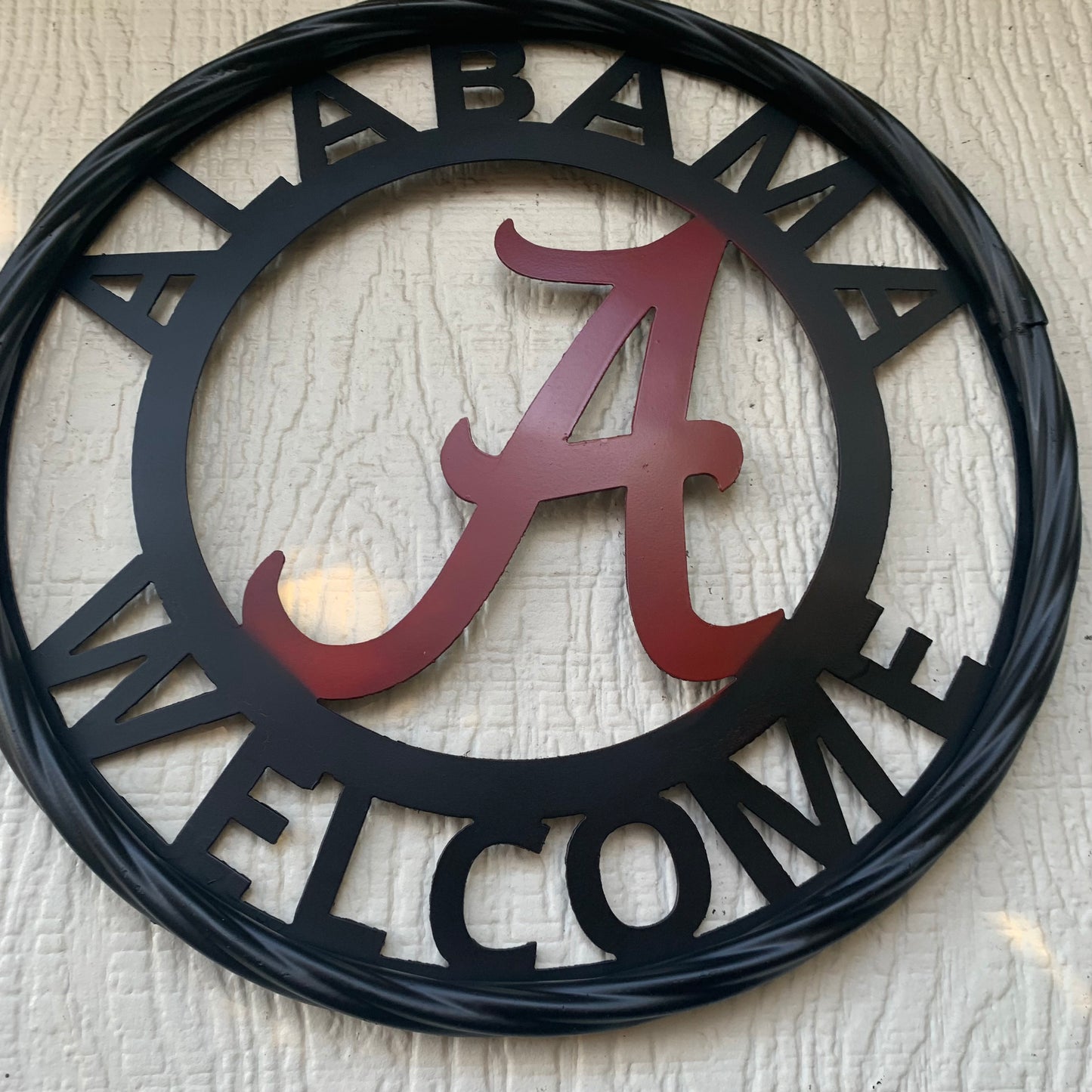 ALABAMA WELCOME RED & BLACK CUSTOM METAL VINTAGE SIGN TEAM HANDMADE