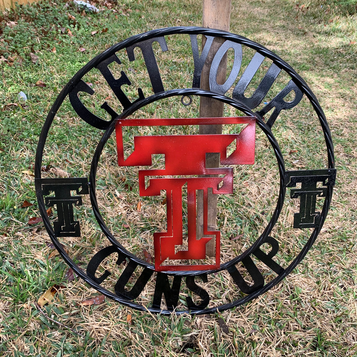 12", 18", 24", 32" GET YOUR GUNS UP TEXAS TECH CUSTOM METAL VINTAGE CRAFT TEAM SIGN