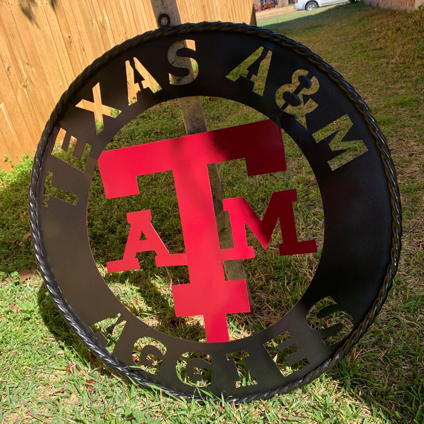 24" TEXAS A&M WIDE BAND RING CUSTOM METAL VINTAGE CRAFT SIGN TEAM HANDMADE