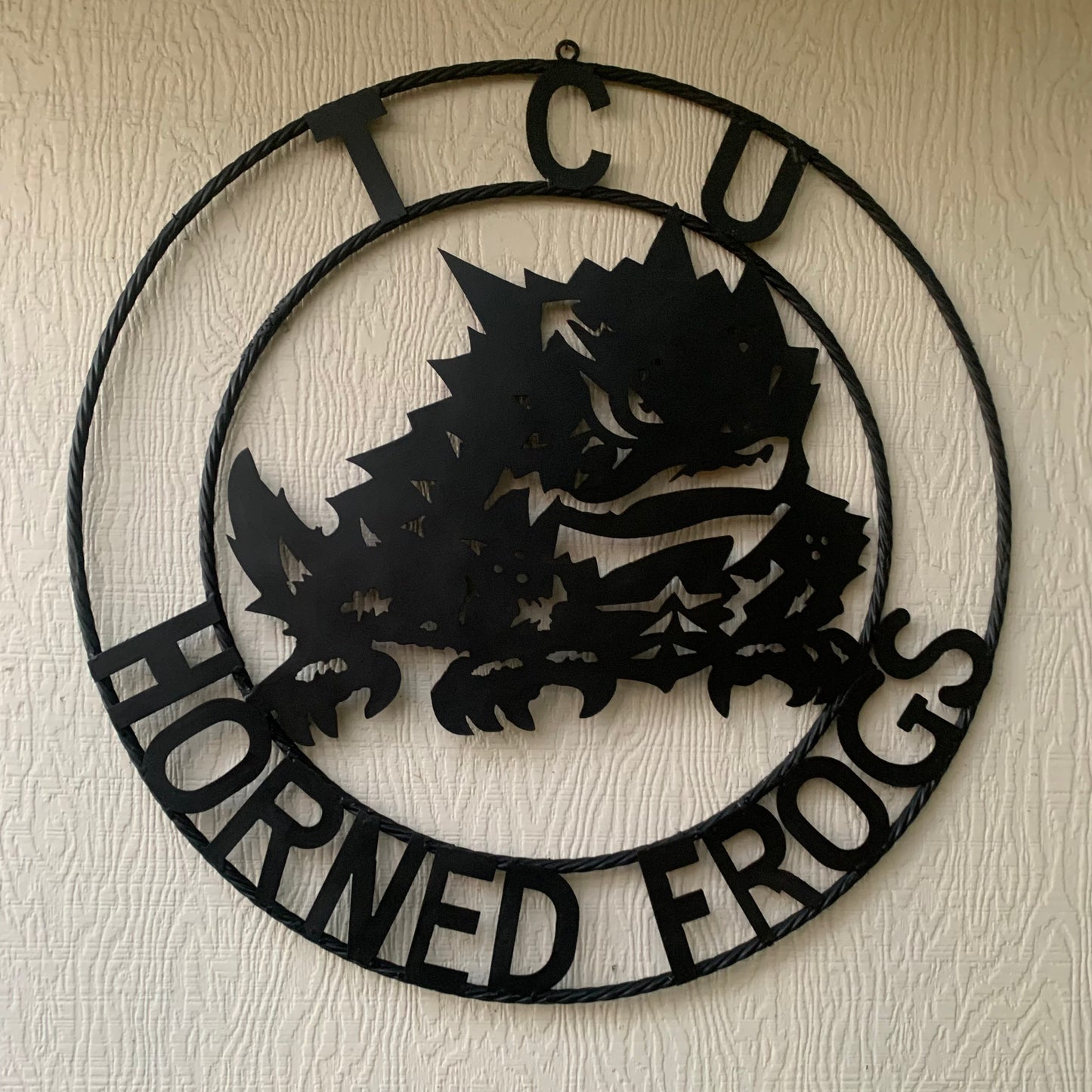 TCU HORNED FROGS BLACK CUSTOM METAL VINTAGE CRAFT TEAM SIGN HANDMADE