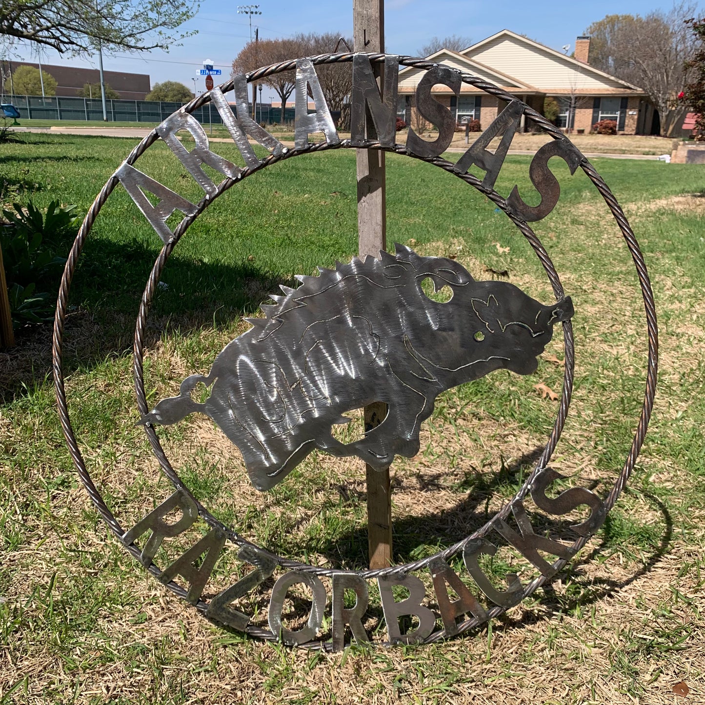 ARKANSAS RAZORBACKS CUSTOM RAW METAL VINTAGE CRAFT TEAM SIGN OFFICIAL LICENSED PRODUCT