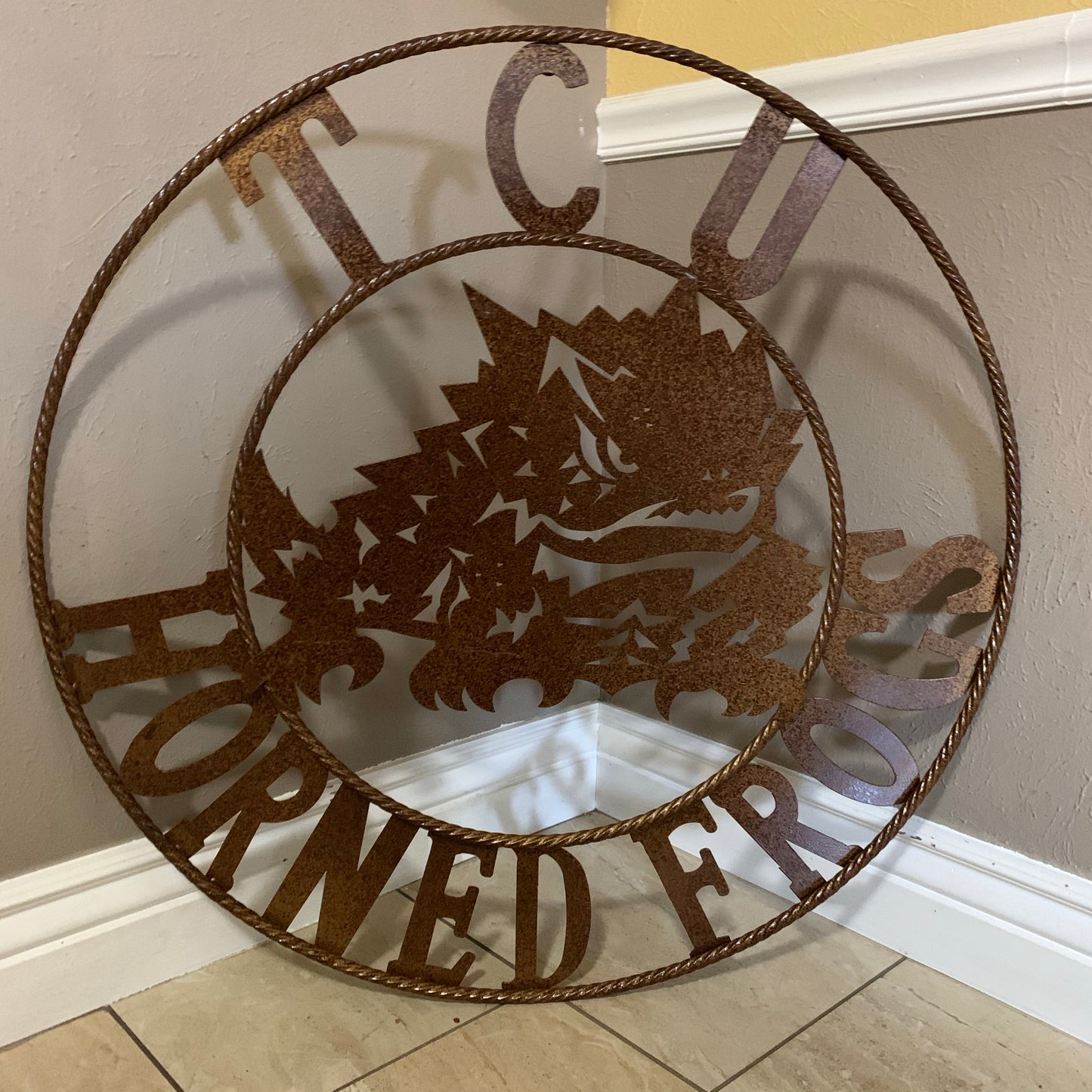 12", 18", 24", 32" TCU HORNED FROGS CUSTOM VINTAGE CRAFT METAL TEAM SIGN HANDMADE