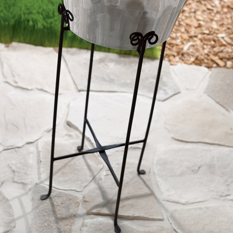 IH_6560 16" IRON STAND ROUND METAL TUB STAND WESTERN HOME DECOR NEW