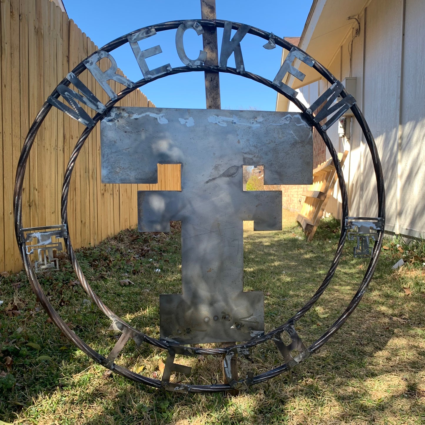 12",18",24",32",36" WRECKEM TEXAS TECH RAW METAL CUSTOM VINTAGE CRAFT METAL TEAM SIGN HANDMADE