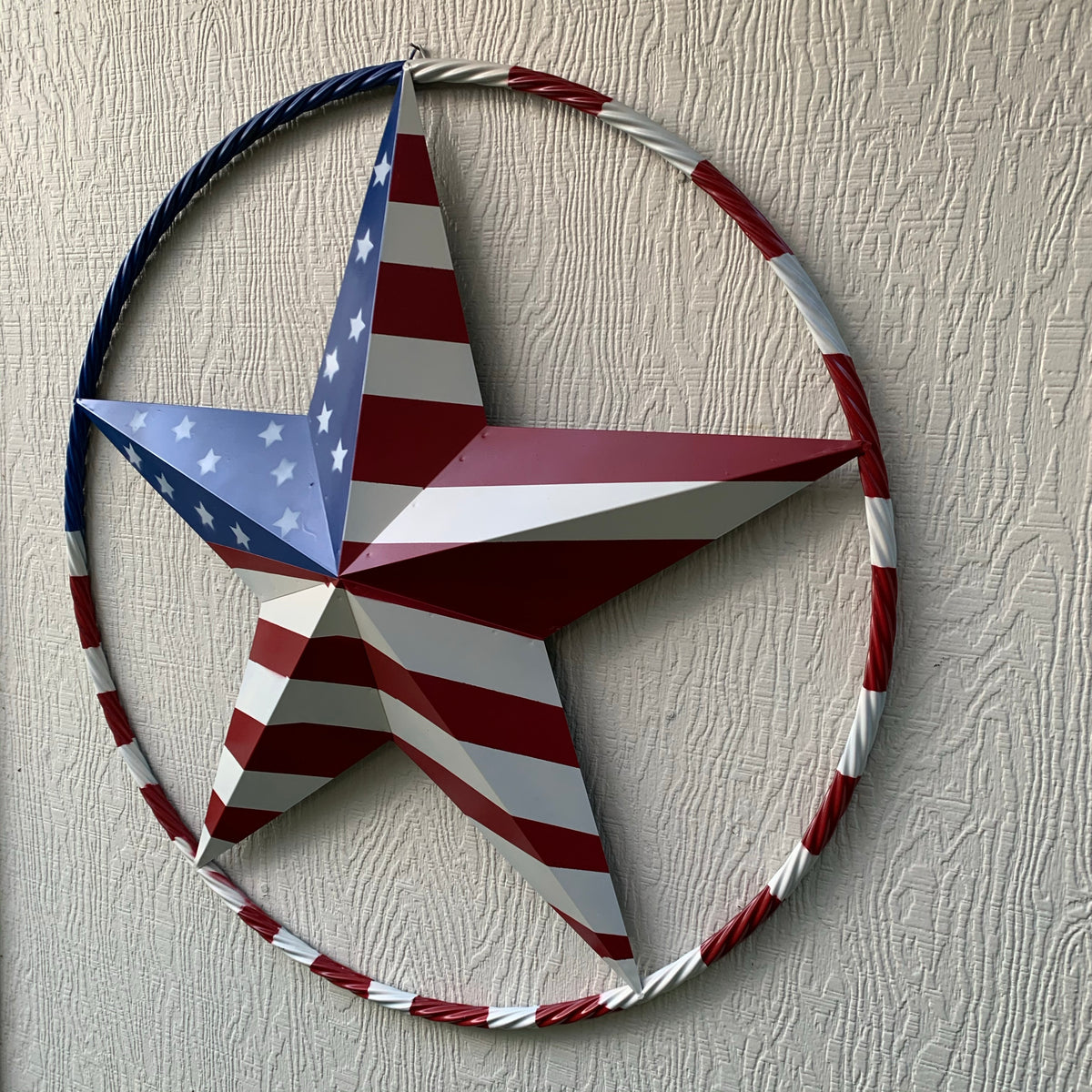 USA AMERICANA FLAG STAR METAL RED WHT BLUE STAR WESTERN HOME DECOR HANDMADE 12",16",24",32"36",38",40",48"