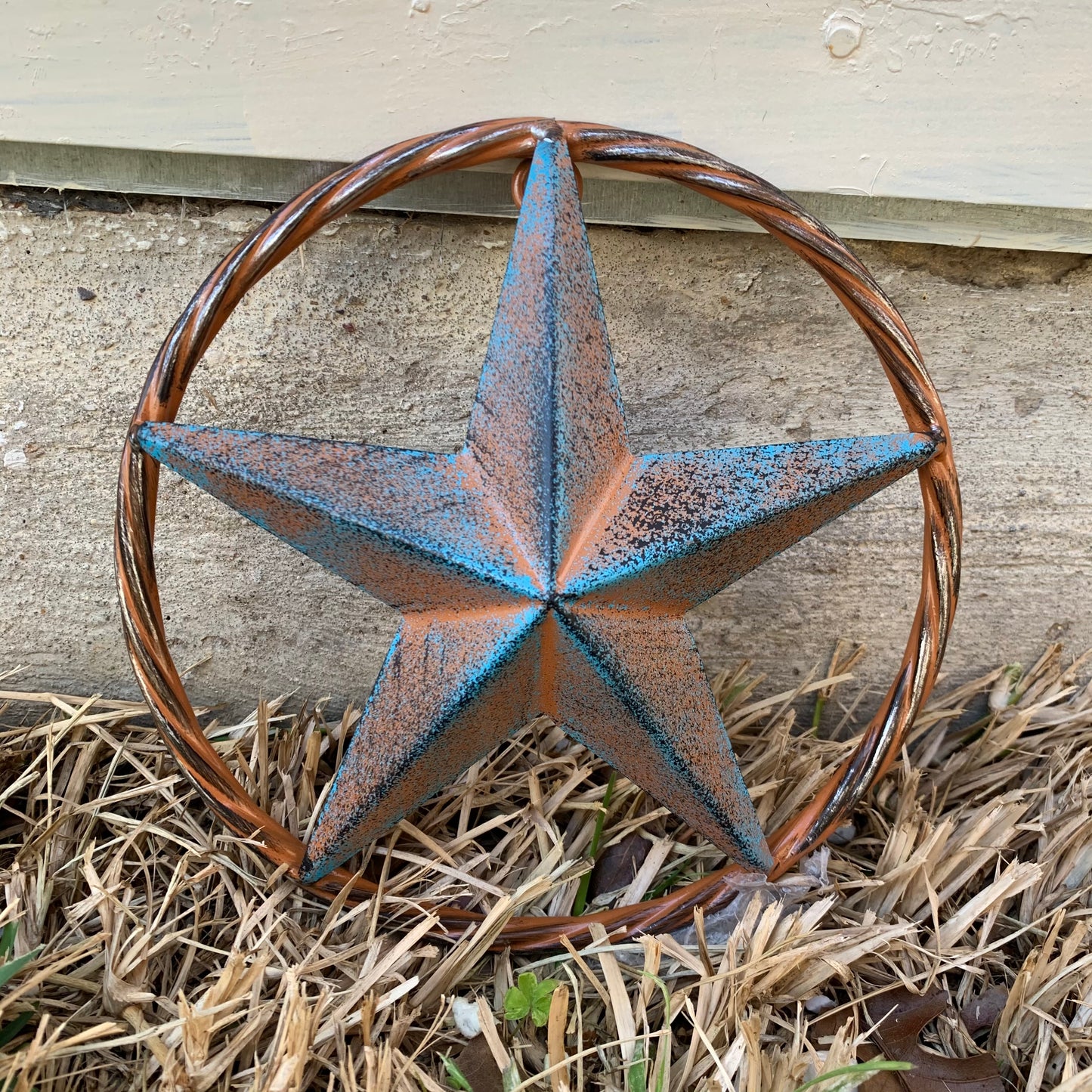 TURQUOISE DISTRESSED BARN METAL STAR WESTERN HOME DECOR ART HANDMADE #EH13601