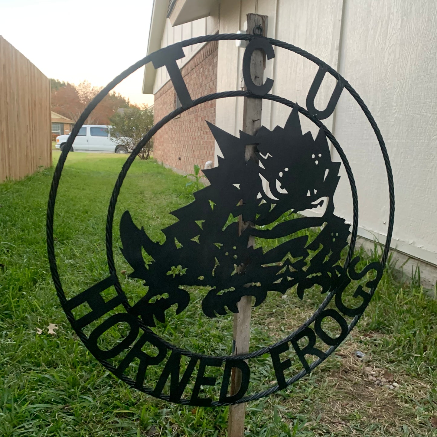TCU HORNED FROGS BLACK CUSTOM METAL VINTAGE CRAFT TEAM SIGN HANDMADE