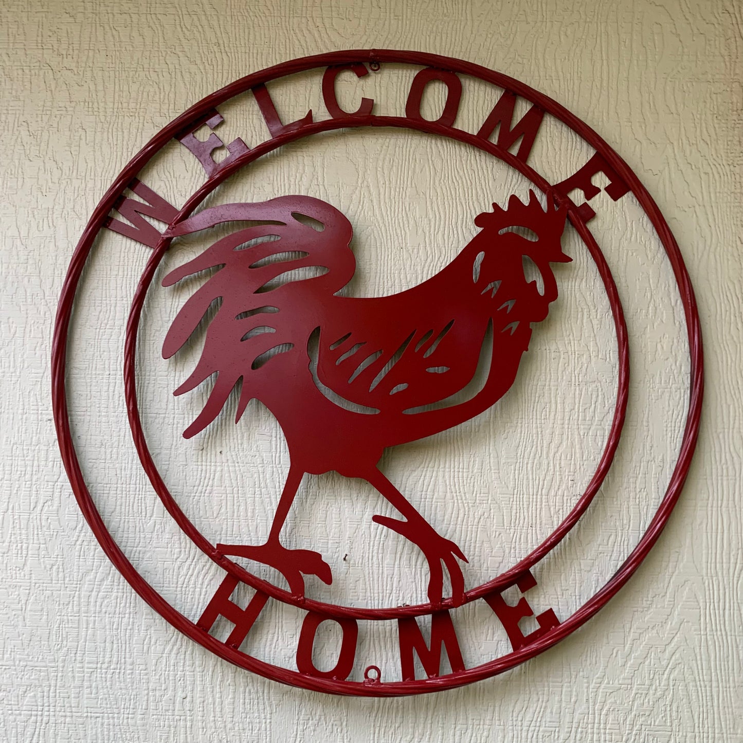 YOUR CUSTOM NAME RED ROOSTER LASERCUT METAL ART WITH RING DESIGN WESTERN METAL ANIMAL ART HOME WALL DECOR BRAND NEW
