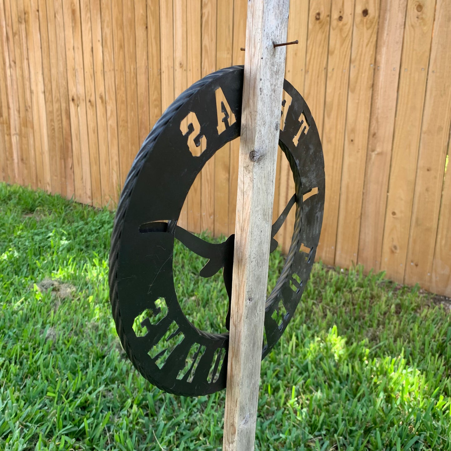 TEXAS LONGHORNS WIDE BAND RING METAL CUSTOM VINTAGE CRAFT WALL ART TEAM SIGN HANDMADE