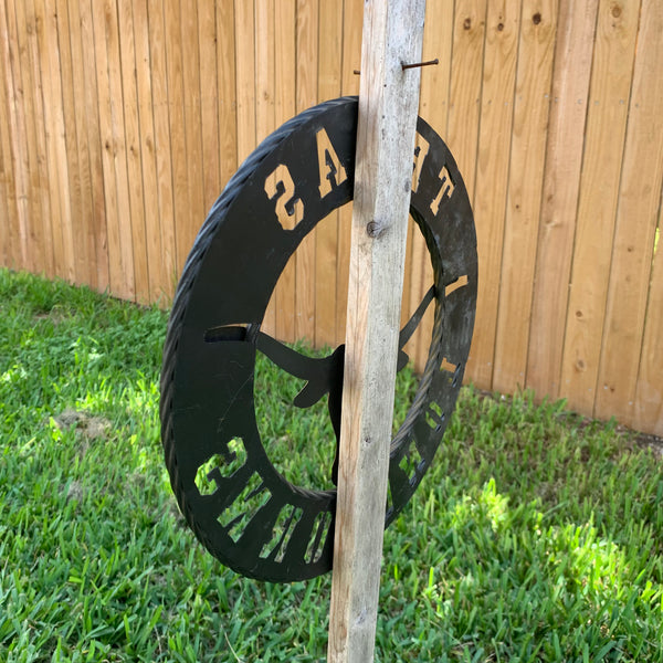 TEXAS LONGHORNS WIDE BAND RING METAL CUSTOM VINTAGE CRAFT WALL ART TEAM SIGN HANDMADE