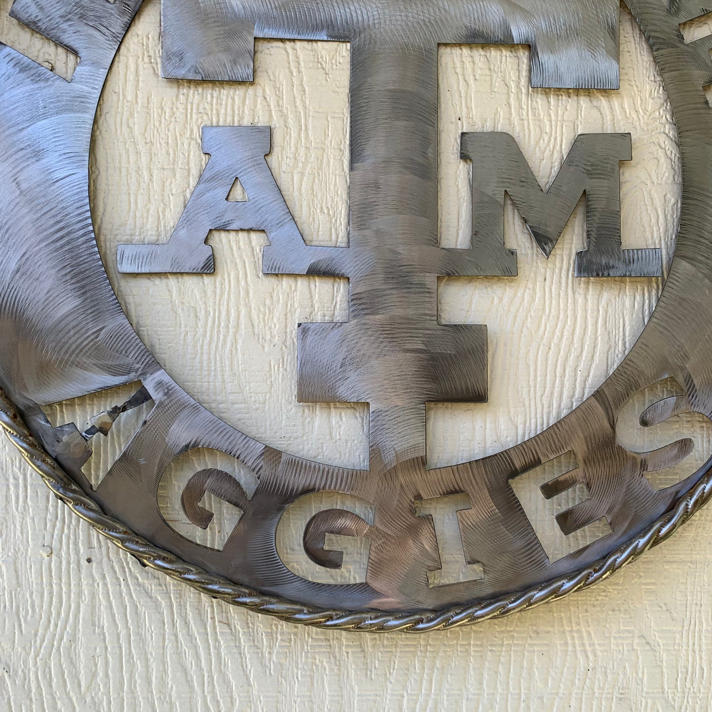TEXAS A&M WIDE BAND RAW METAL CUSTOM VINTAGE CRAFT WALL ART TEAM SIGN HANDMADE