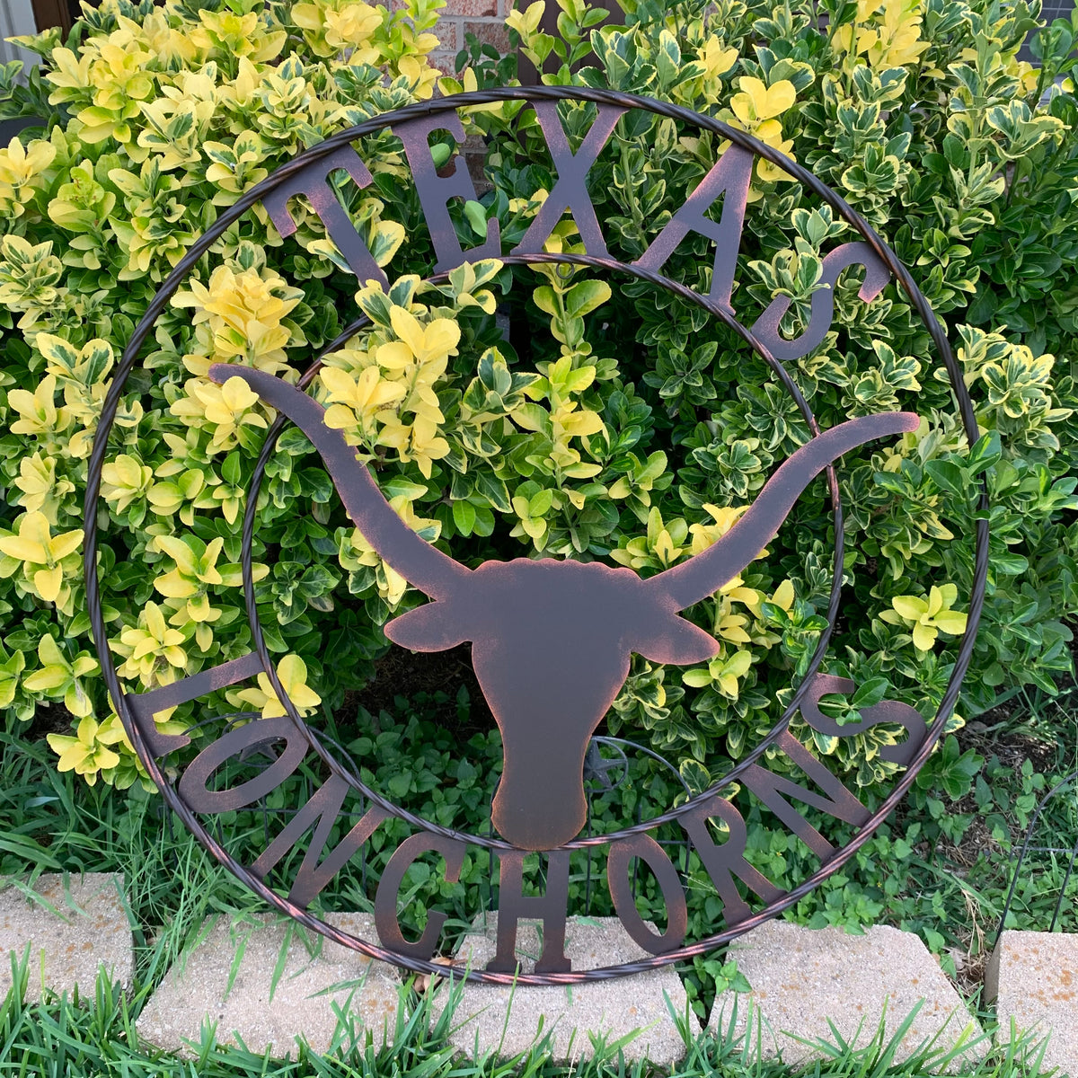 TEXAS LONGHORNS CUSTOM METAL VINTAGE CRAFT SIGN TEAM ART WESTERN HOME DECOR RUSTIC BRONZE HANDMADE #EH12565