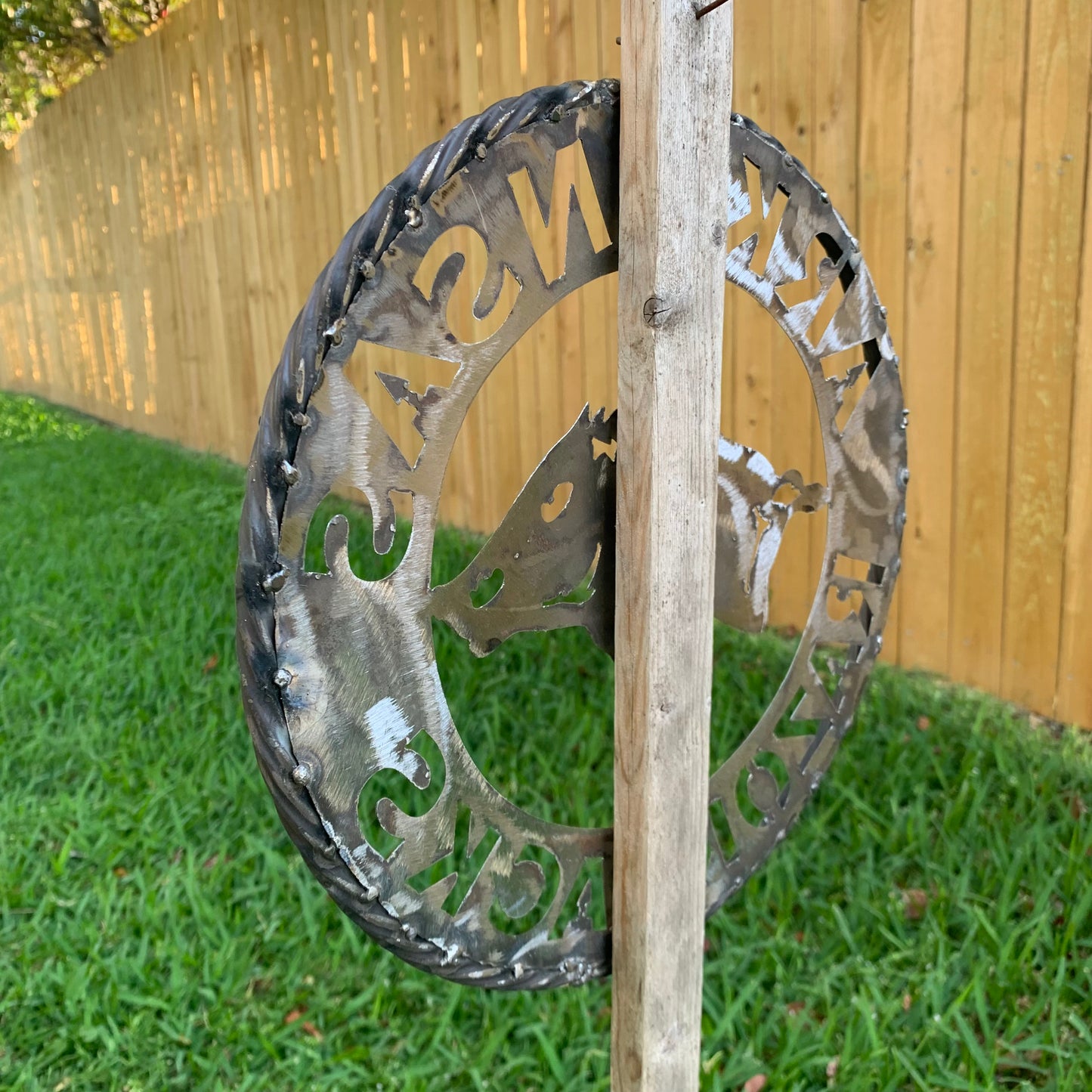 12", 18", 24", 32" ARKANSAS RAZORBACKS CUSTOM RAW METAL VINTAGE CRAFT WIDE BAND RING TEAM SIGN HANDMADE