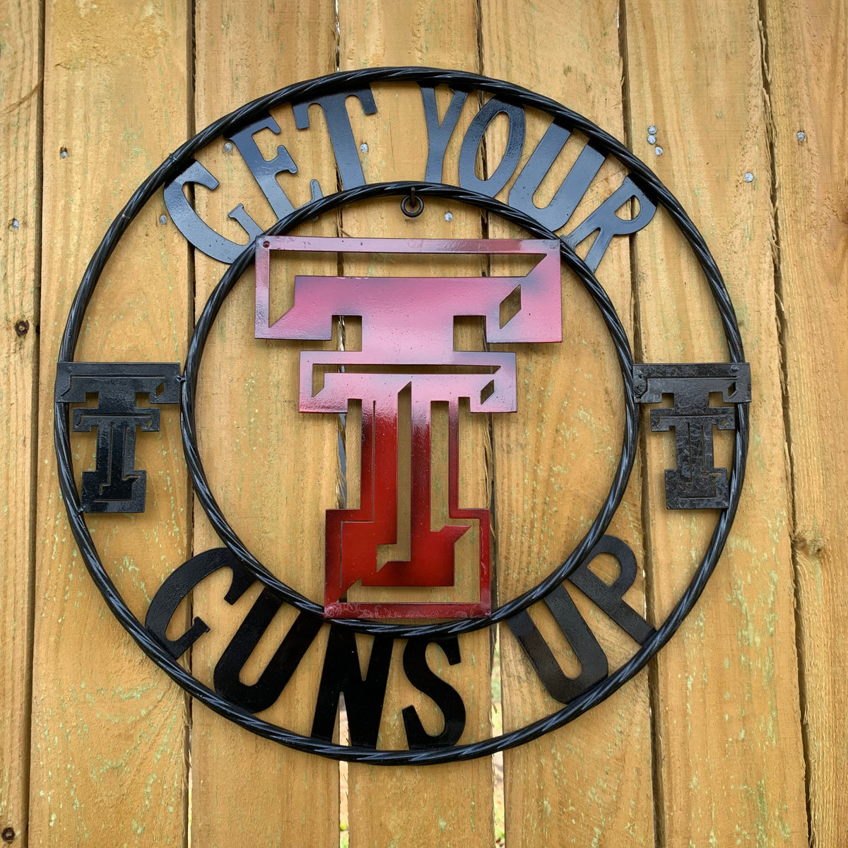 12", 18", 24", 32" GET YOUR GUNS UP TEXAS TECH CUSTOM METAL VINTAGE CRAFT TEAM SIGN