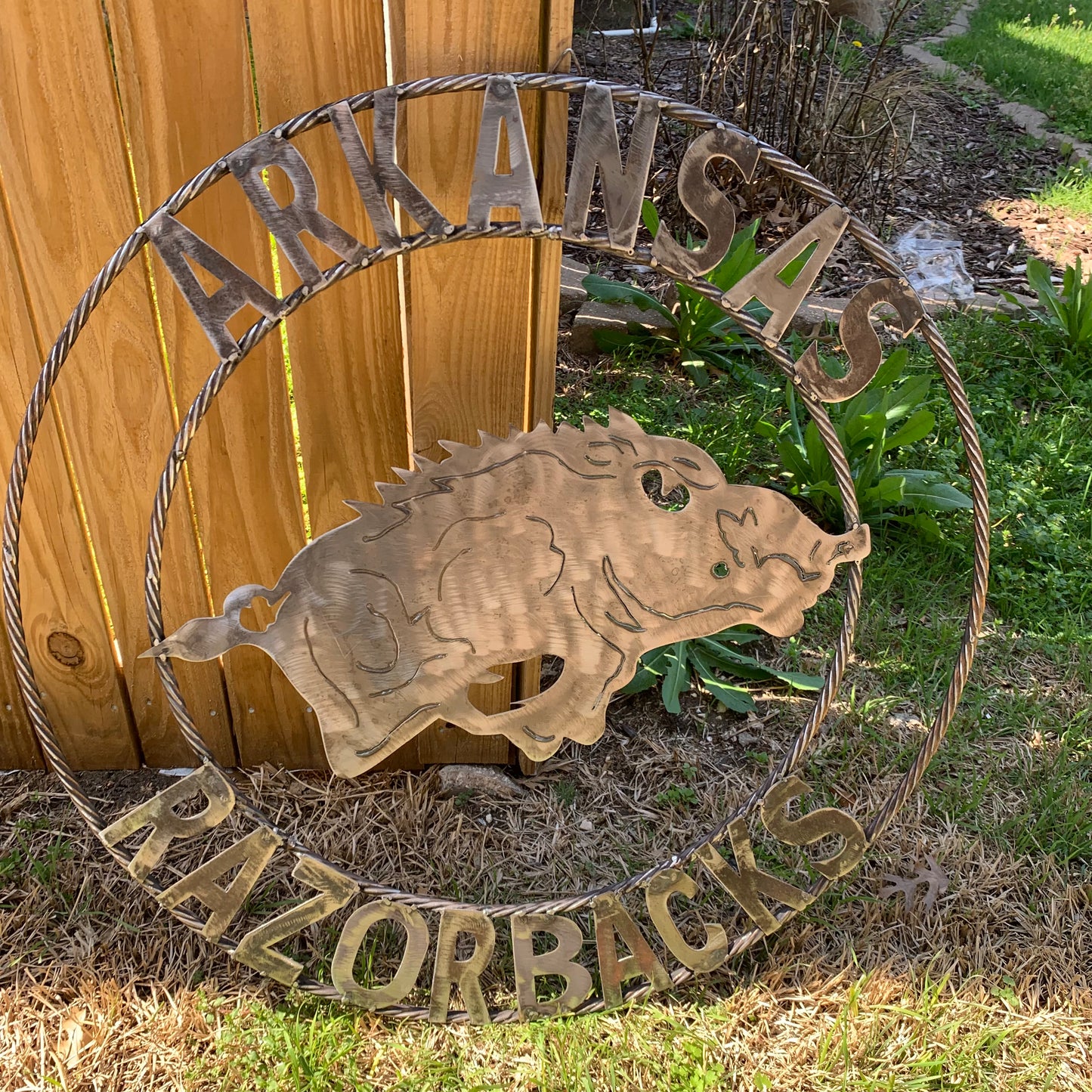 ARKANSAS RAZORBACKS CUSTOM RAW METAL VINTAGE CRAFT TEAM SIGN OFFICIAL LICENSED PRODUCT