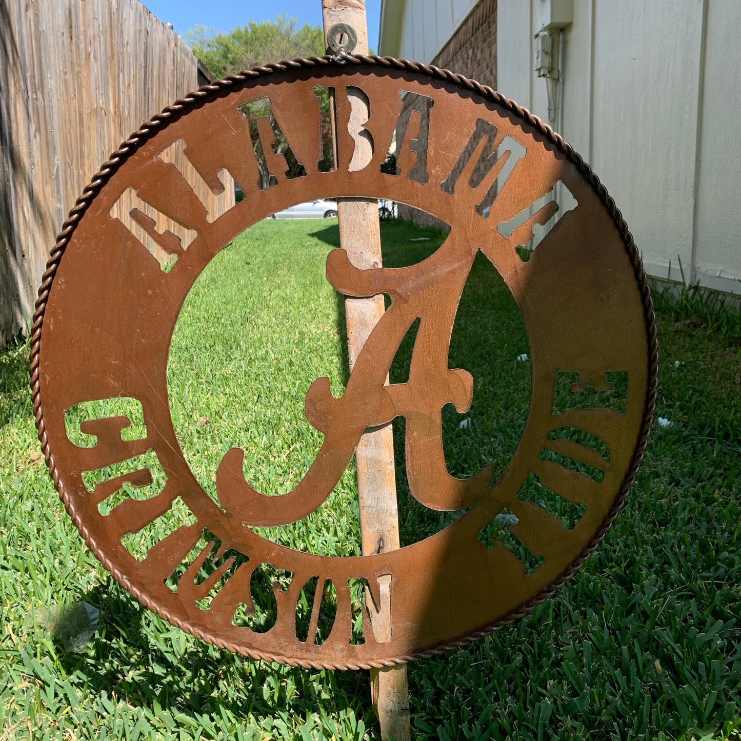 ALABAMA CRIMSON TIDE WIDE BAND RING CUSTOM METAL VINTAGE CRAFT TEAM SIGN HANDMADE