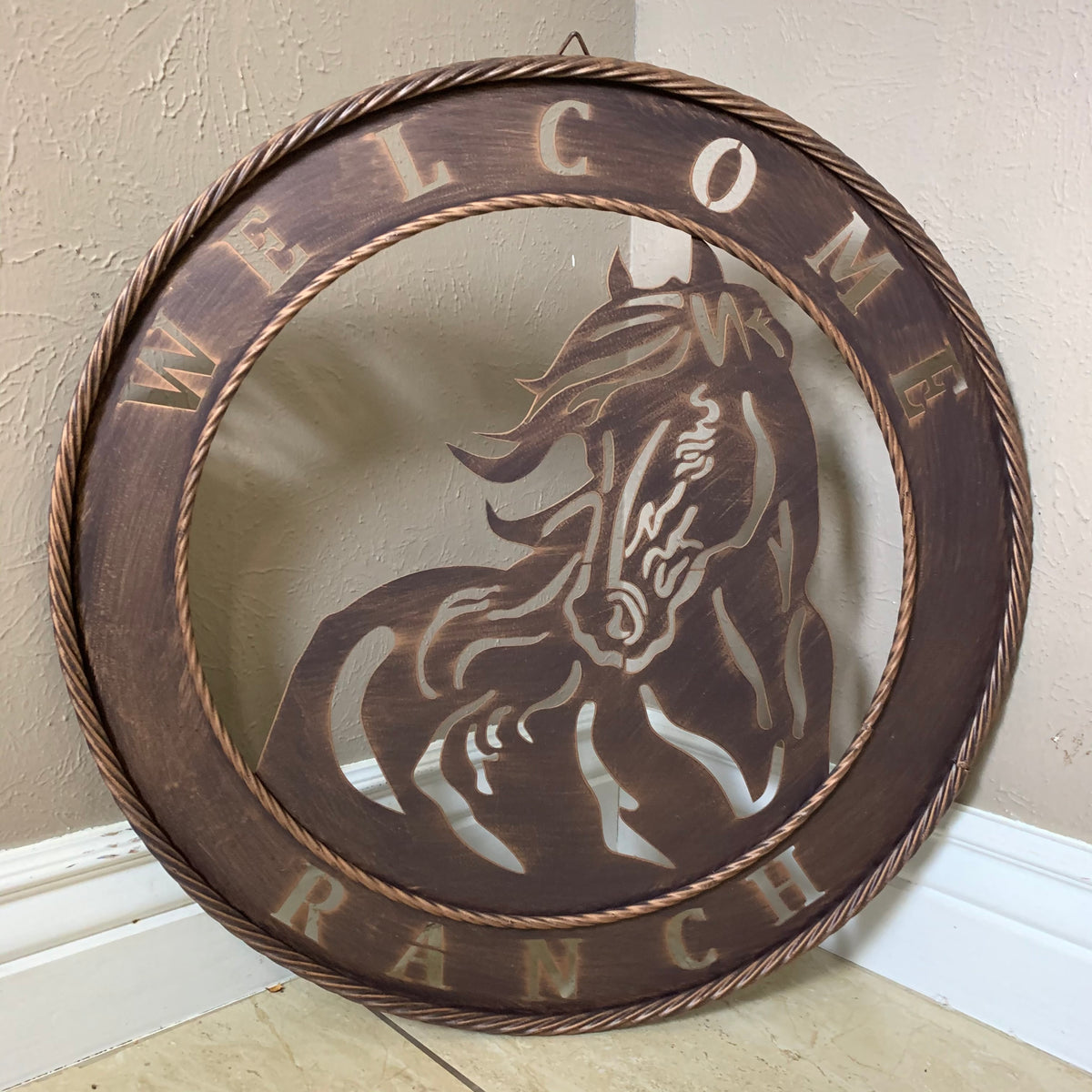 23" WELCOME RANCH HORSE METAL WALL DECOR WESTERN HOME DECOR HANDMADE NEW