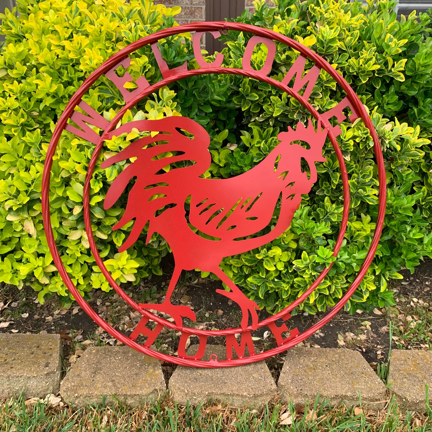 YOUR CUSTOM NAME RED ROOSTER LASERCUT METAL ART WITH RING DESIGN WESTERN METAL ANIMAL ART HOME WALL DECOR BRAND NEW