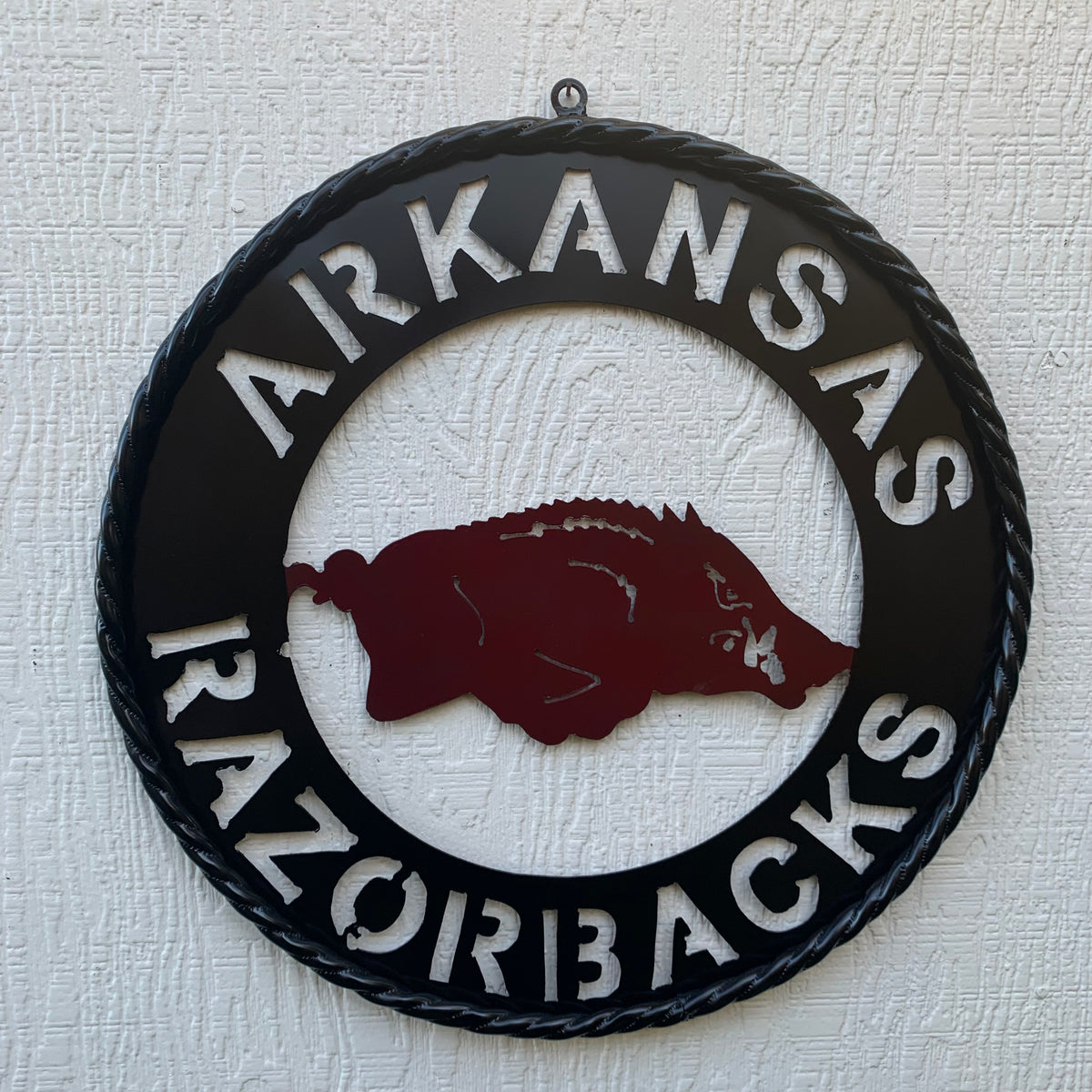 12", 18", 24", 32" ARKANSAS RAZORBACKS CUSTOM METAL VINTAGE CRAFT WIDE BAND RING TEAM SIGN HANDMADE