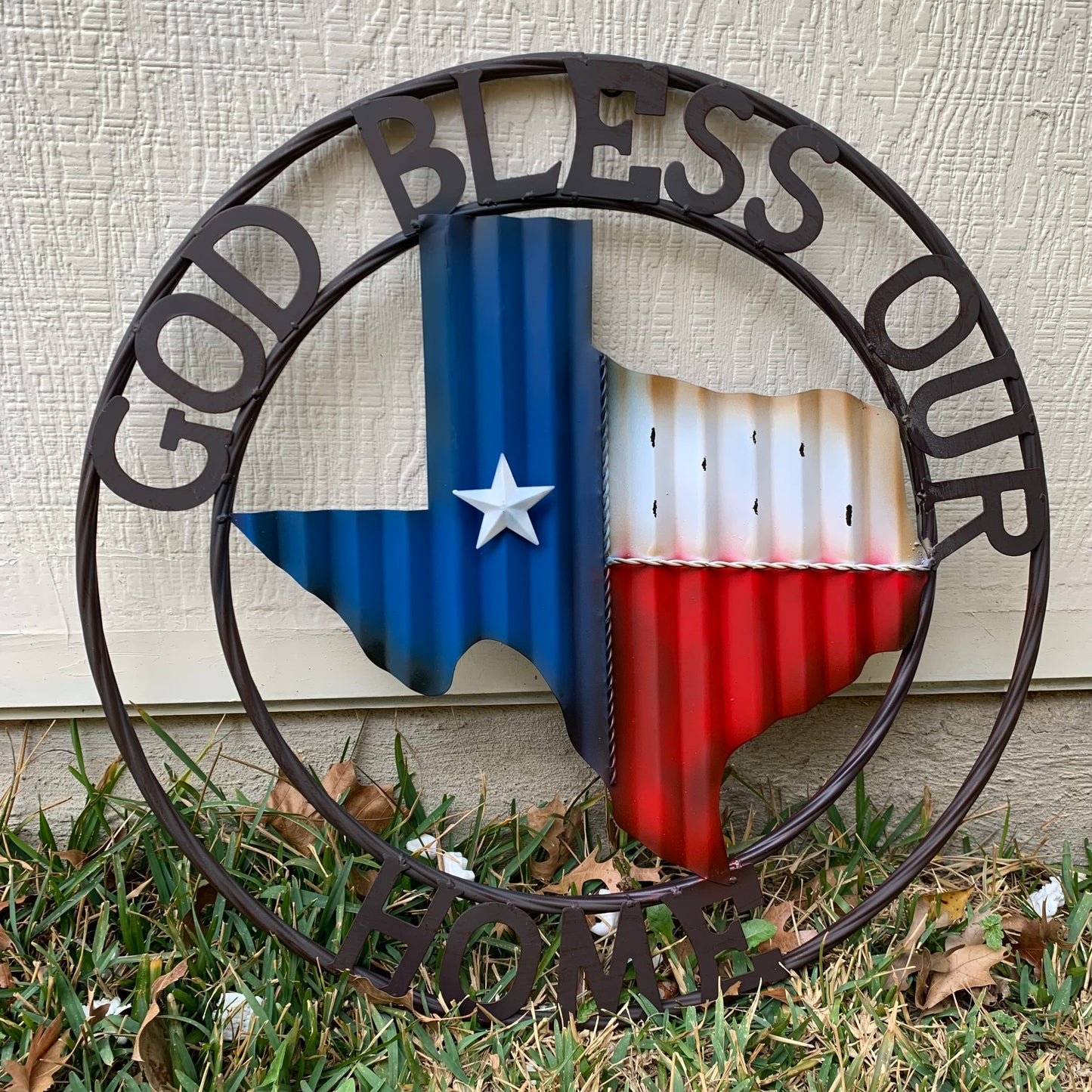 24" WAVY GOD BLESS PUR HOME STATE OF TEXAS METAL CRAFT SIN WESTERN HOME DECOR HANDMADE NEW #EH12970
